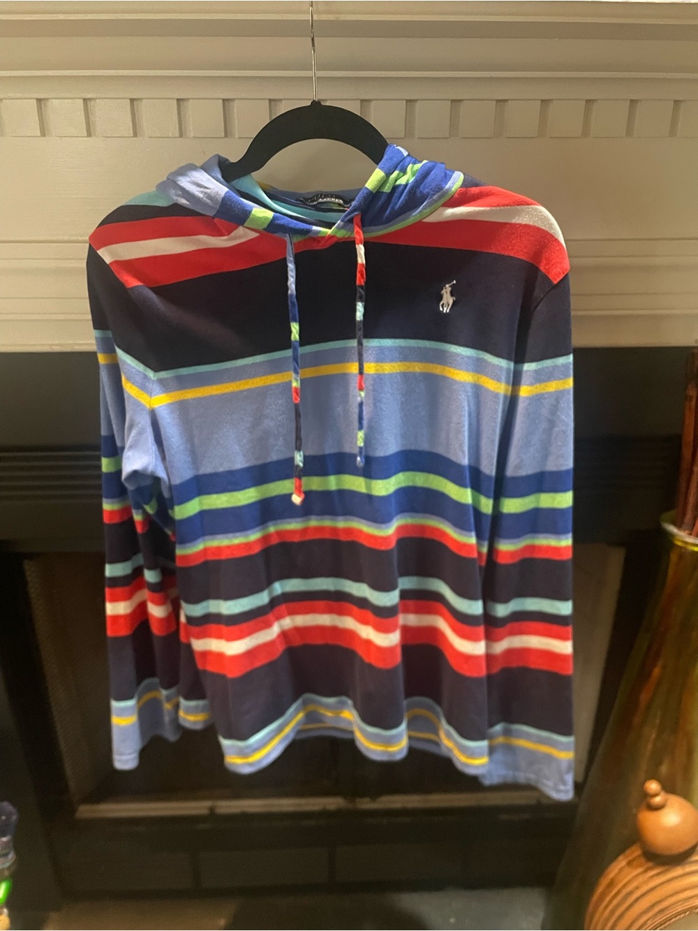 Ralph Lauren Navy Multi-Stripe Jersey Hoodie